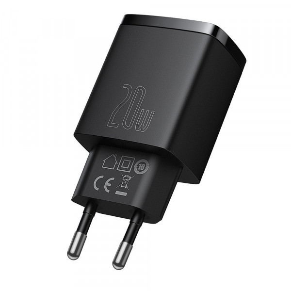 Зарядний пристрій 2xUSB 20W (USB-C+USB-A) Чорний Baseus (CCXJ-B01) Київ - фото 3
