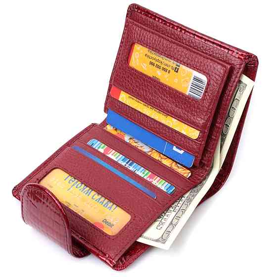 Лакований гаманець для жінок середнього розміру Червоний (ST Leather) Київ