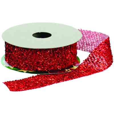 Лента на елку Jumi 2,5 см x 4,5 м, красная с блестками, полиэстер (5900410379893) Винница