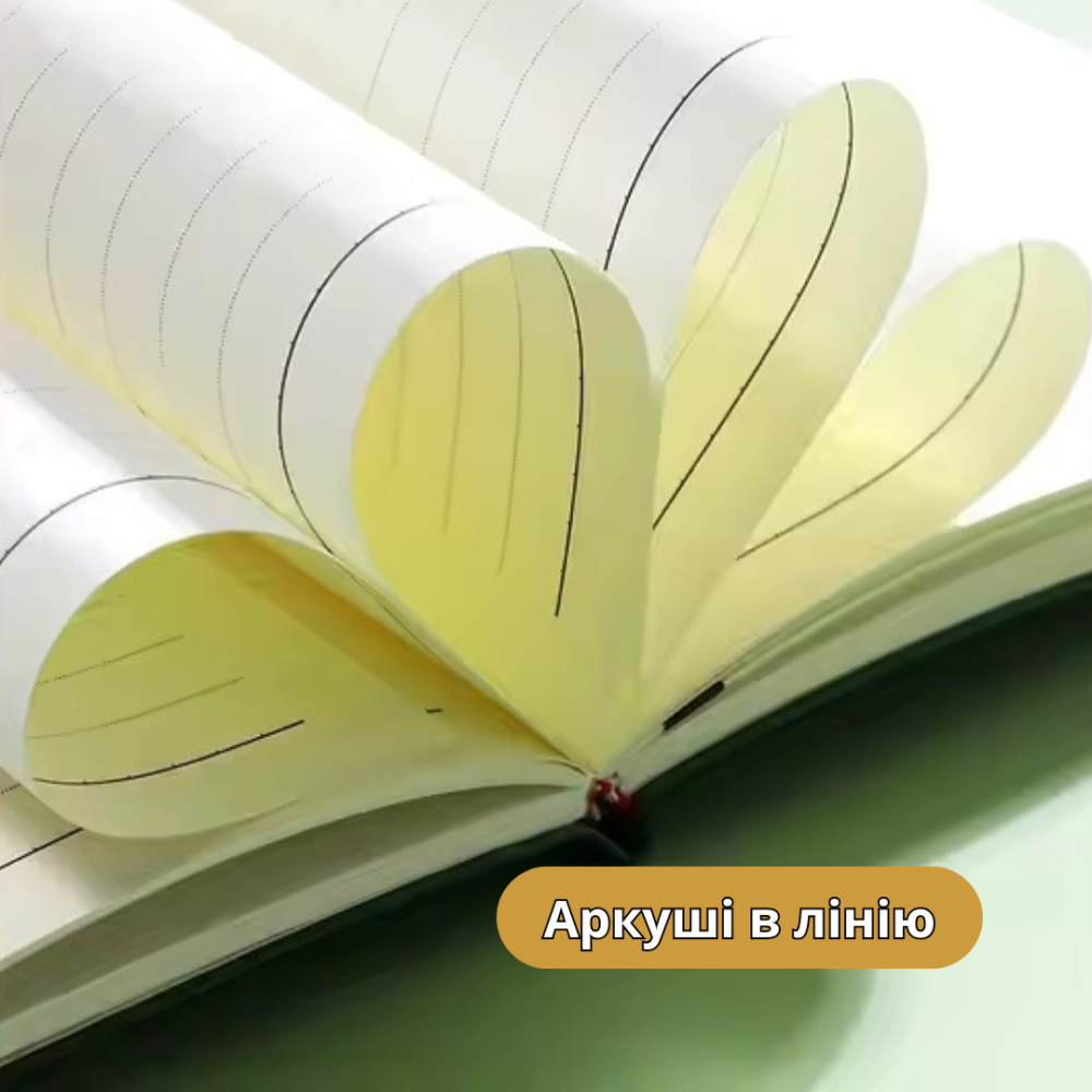 Блокнот А5 на 200 аркушів з ручкою скетчбук з еко-шкіри в подарунковій упаковці, набір 3в1, колір зелений Кам'янець-Подільський - фото 3