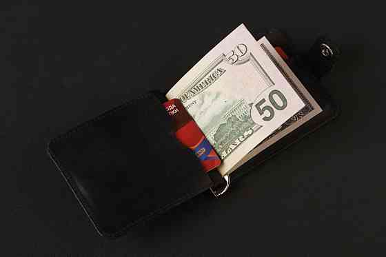 Затискач для купюр SHVIGEL 13787 з вінтажній шкіри Чорний Київ