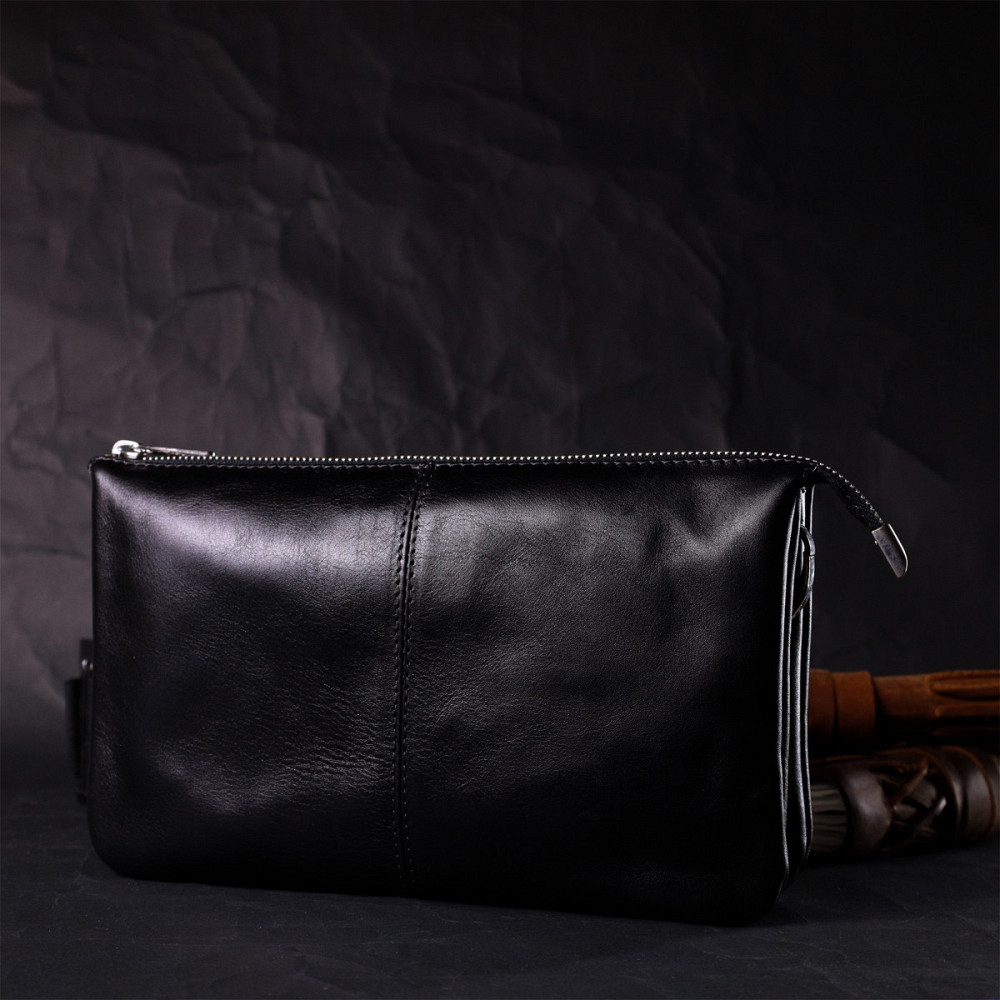 Розкішний жіночий клатч із натуральної шкіри GRANDE PELLE 11657 Чорний Київ - фото 10