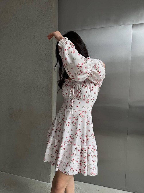 Женское вечернее романтичное платье с принтом цветочным Белый, 44/46 Одесса - изображение 4