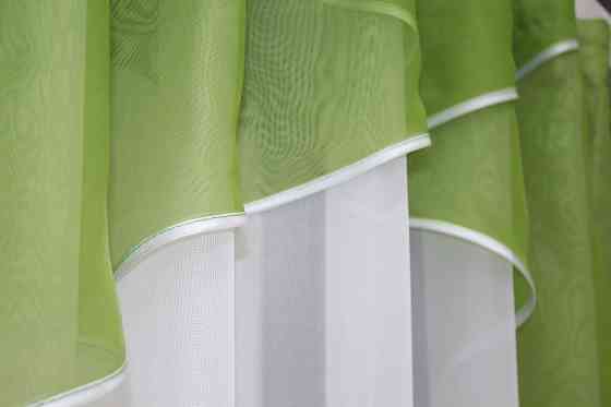 Кухонна тюль арка з ламбрекеном VR-Textil № 025к білий із оливковим 280х170 см (52-0669) Київ