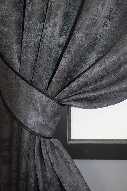 Комплект коротких штор VR-Textil Жакард Sultan YL № 1211ш Графітовий 130х170 см 2 шт (35-0004) Київ - фото 3