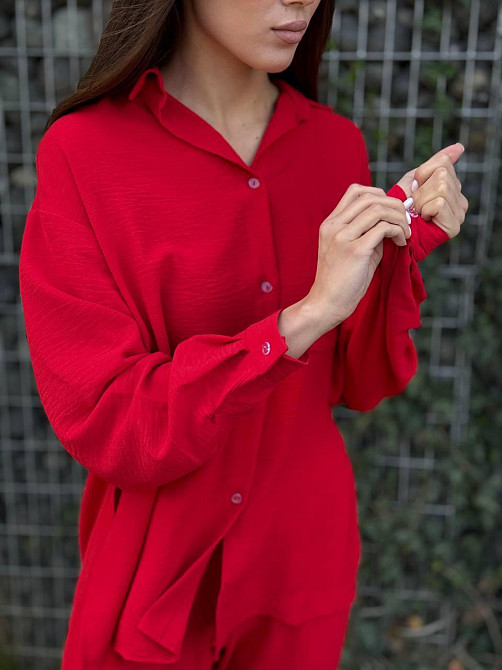 Костюм-трійка жіночий літній креп-жатка Червоний XL-2XL Харків - фото 5