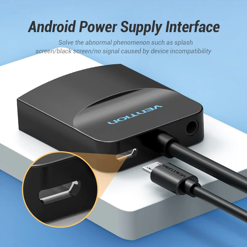 Перехідник HDMI M -> VGA F, 1080P 60Hz, кабель 0,15м, Vention чорний Вінниця - фото 6