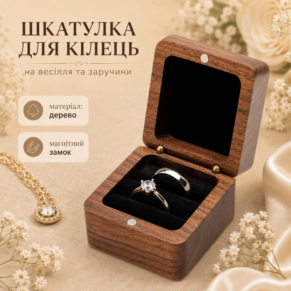 Коробочка для колец деревянная,коробка ювелирная свадебная, футляр обручальных колец для свадьбы или предложения руки и серца Каменец-Подольский - изображение 14