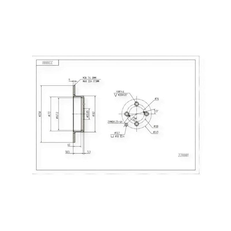 Диск Toyota Corolla (2002-) задній (d258x9mm) гальмівний Мукачево - фото 1