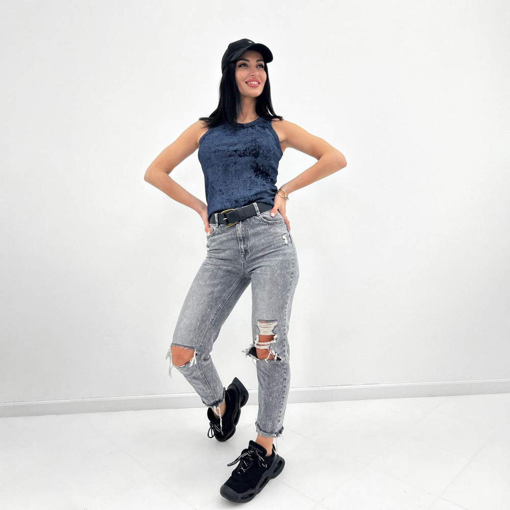 Трикотажная женская майка тай-дай Design 42-44, Темно-синий Киев - изображение 2