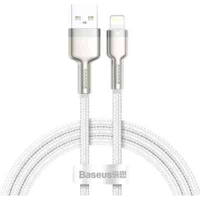 Дата кабель USB 2.0 AM to Lightning 2.0m Cafule Series Metal 2.4A White Baseus (CALJK-B02) Вінниця