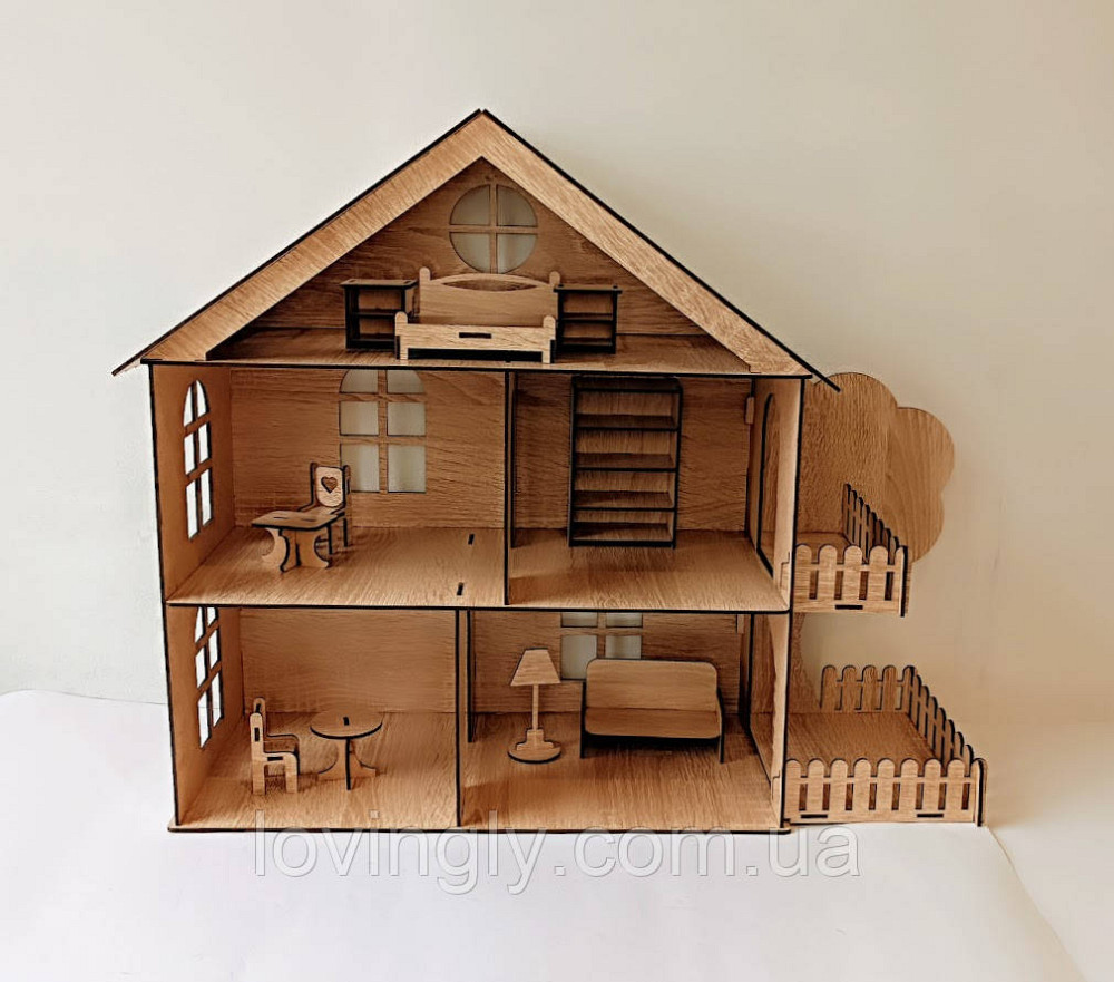 Большой игровой домик для кукол 60 см. Собран готовый к игре домик с мебелью. Ирпень - изображение 2