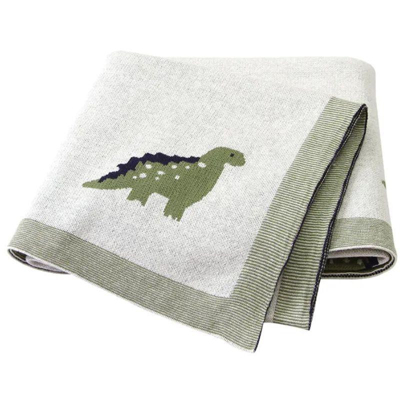 Плед Детский Lovely Svi Хлопок 80х100 см Вязаный Бежевый Динозавры Киев - изображение 1