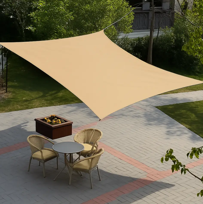 Тент навіс затіняючий квадратний 4х4м Сітка (Бежевий) Вінниця - фото 6