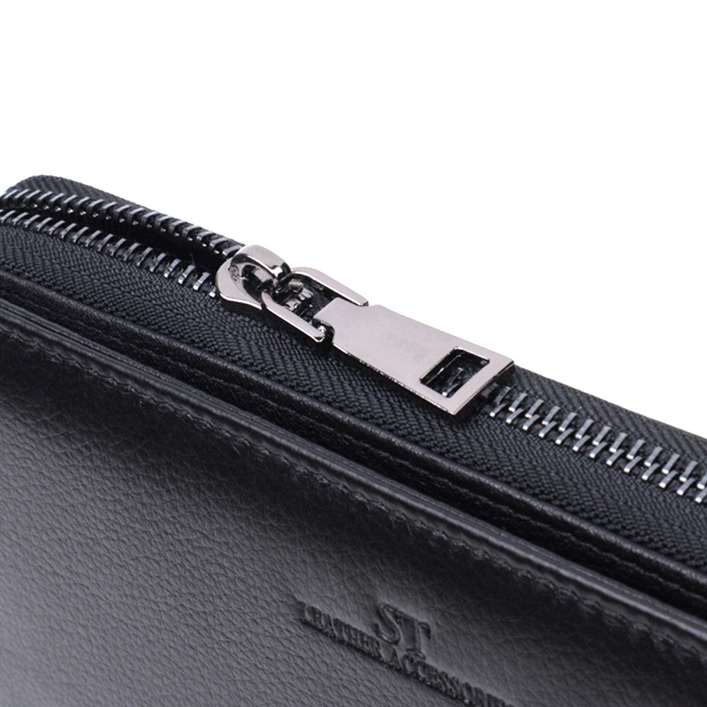 Мужской клатч с блоком для карт из натуральной кожи ST Leather 22694 Черный Киев - изображение 8