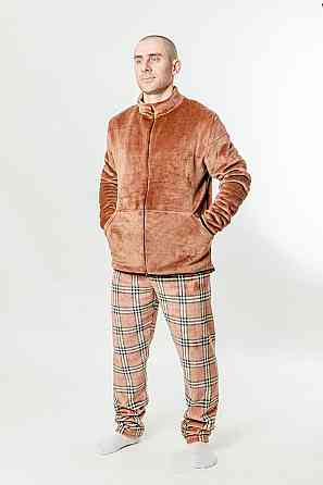 Комплект домашний мужской, коричневый , велсофт топ Крохатушка одяг 44/46 Киев