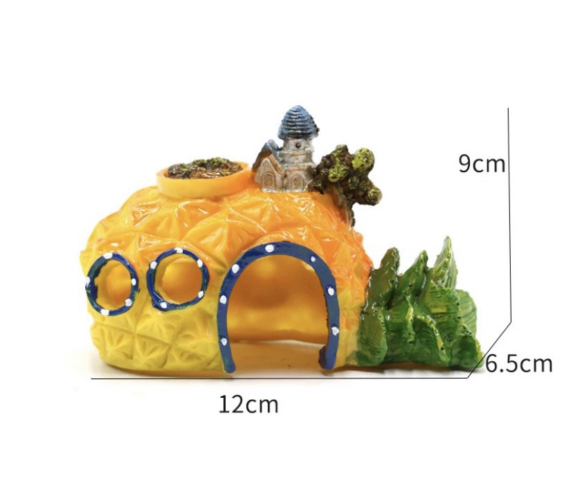 Декор для акваріума Будинок Ананас 12 на 9 на 6,5 см жовтий Київ - фото 4