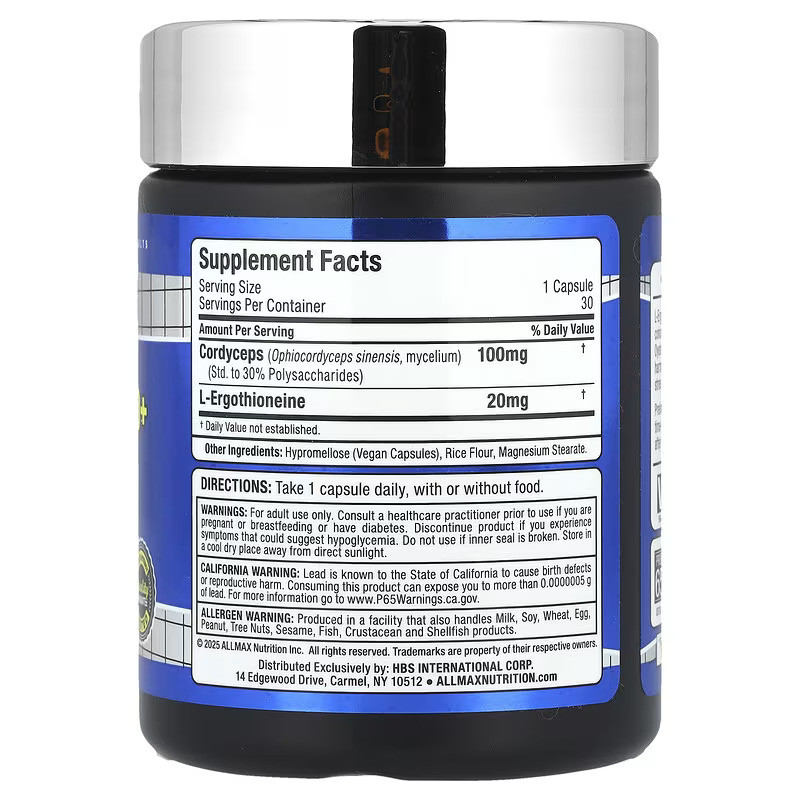 Ерготіонеїн AllMax EGT 20+, 30 Capsules Луцьк - фото 2