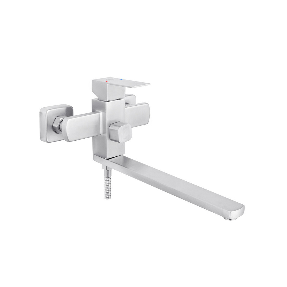 Змішувач для ванни з душовим гарнітуром Kroner KRP Edelstahl Kubus ESG070 сатин Київ - фото 1