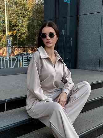 Жіночий базовий прогулянковий костюм на осінь щільний джерсі Беж, 42/44 Одеса