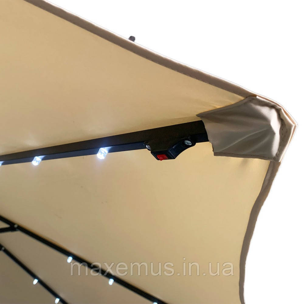 Зонт садовый с LED подсветкой на солнечной батарее Bonro B-7012LP 3 м Бежевый (+ чехол) Мостиська - фото 15