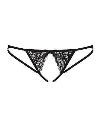 Жіночі стрінги - Obsessive Picantina Crotchless Thong Black - L/XL Sex Aura Київ