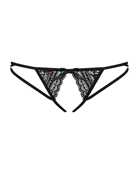 Жіночі стрінги - Obsessive Picantina Crotchless Thong Black - L/XL Sex Aura Київ - фото 3