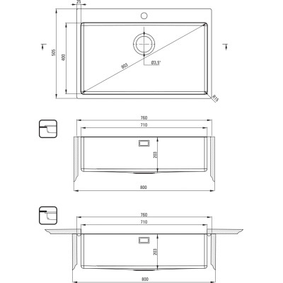 Мойка кухонная Deante Olfato ZPO_010C + зміш. BQO_F72M (ZPOE010C) Винница - изображение 7