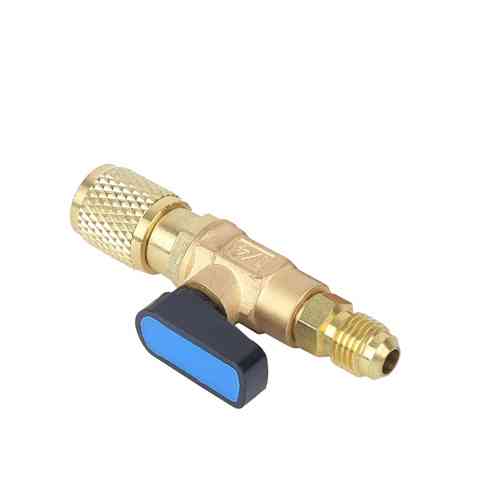 Кран для заправочного шланга под фреон R22, 1/4 SAE, прямой, латунь Вінниця