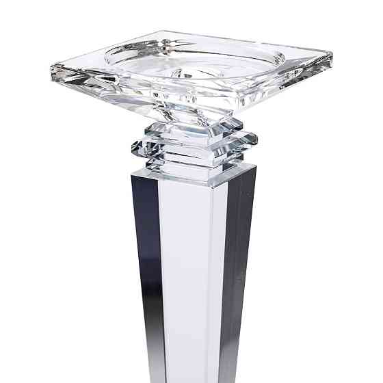 Підсвічник скляний на високій ніжці 9.5×9.5×24 см декоративний прозорий HP-4-54L Коломия