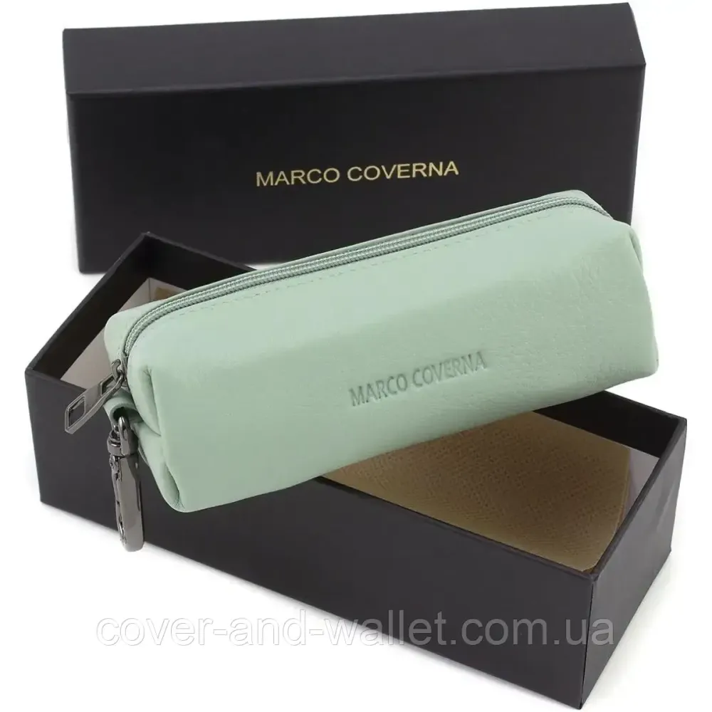 Елітна жіноча ключниця м'ятного кольору на блискавці Marco Coverna W005 Light Green Київ - фото 6
