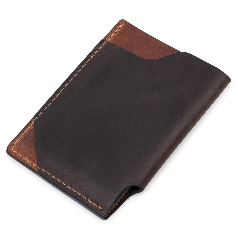 Шкіряний незвичайний картхолдер Коричневий (GRANDE PELLE) Київ - фото 6