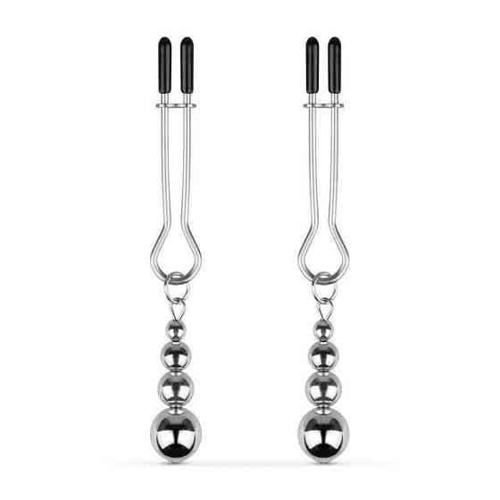 Затискачі для сосків Bedroom Fantasies: Nipple Clamps with Beaded Chain - Silver Sex Aura Київ