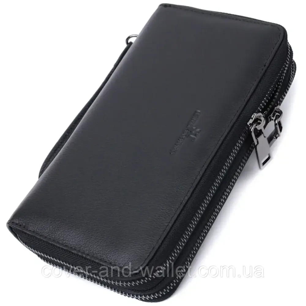 Мягкий кожаный мужской кошелек клатч на две молнии на много карточек ST 274 Киев - изображение 1
