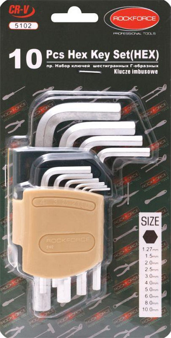 Набір ключів Г-подібних 6-гранних, 10пр. (1.27, 1.5, 2, 2.5, 3-6, 8, 10мм) в пластиковому утримувач Одеса - фото 2