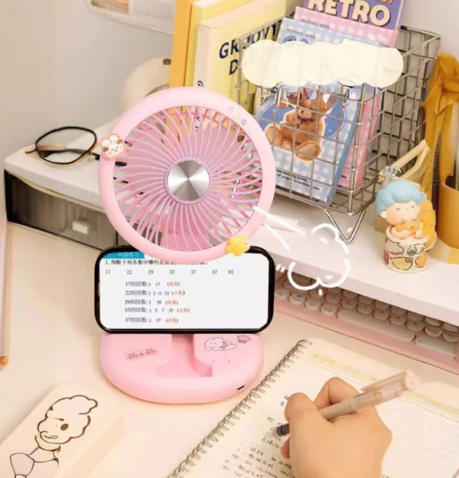 Портативний настільний вентилятор W1646 з підставкою для телефону 400 мАг, Час роботи: 1–3 години Одеса - фото 6