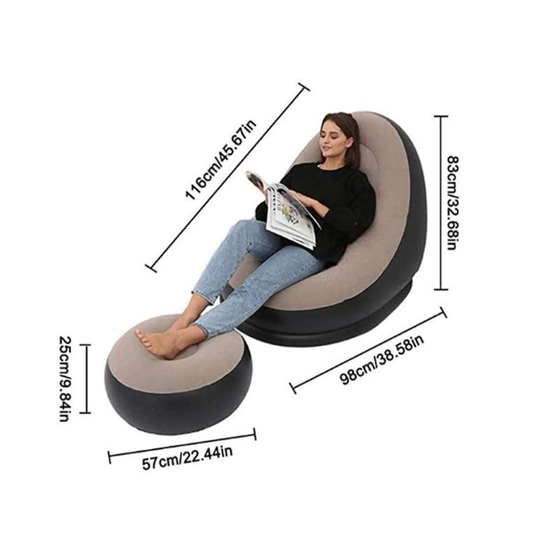 Надувне крісло з пуфом Air Sofa (велюрове покриття) Вінниця - фото 6