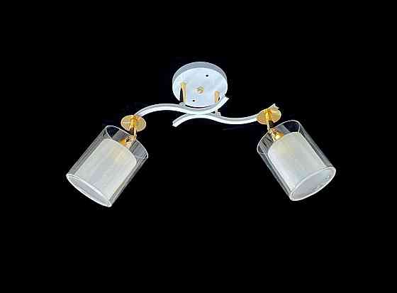 VALESO Люстра стельова класична на 2 плафони метал та скло VALESO 2435C/2 Білий+Золото Коломия