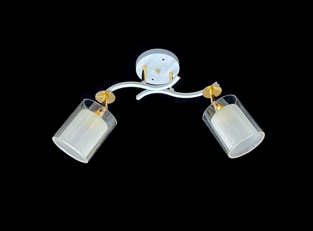 VALESO Люстра стельова класична на 2 плафони метал та скло VALESO 2435C/2 Білий+Золото Коломия - фото 1