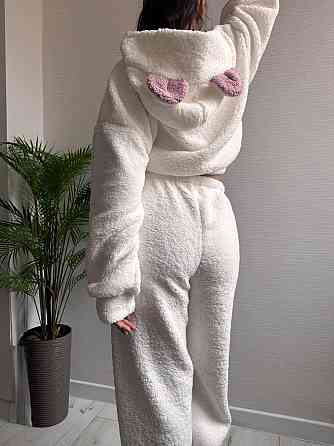 Жіноча стильна домашня плюшева піжама з вушками хутро тедді Одеса