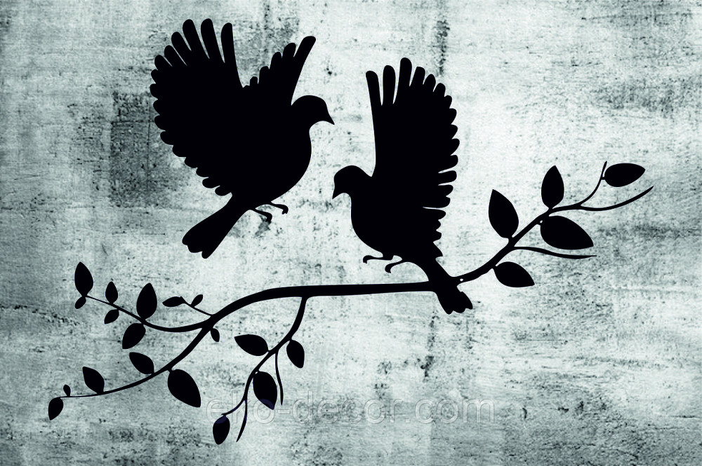 Декоративное настенное Панно «Птички Два голубя», Декор на стену 70*44 см, Черный Киев - изображение 7