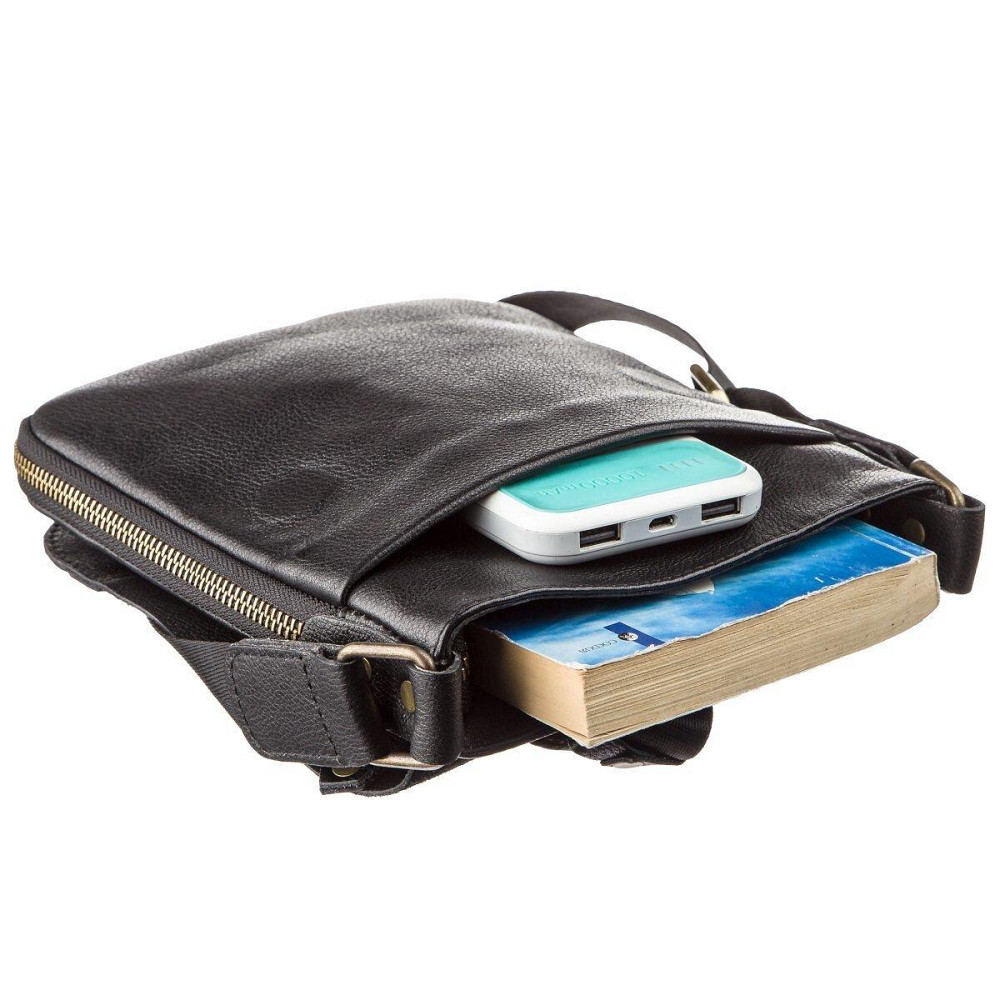 Мужская кожаная сумка месенджер SHVIGEL 19113 Черная Киев - изображение 3