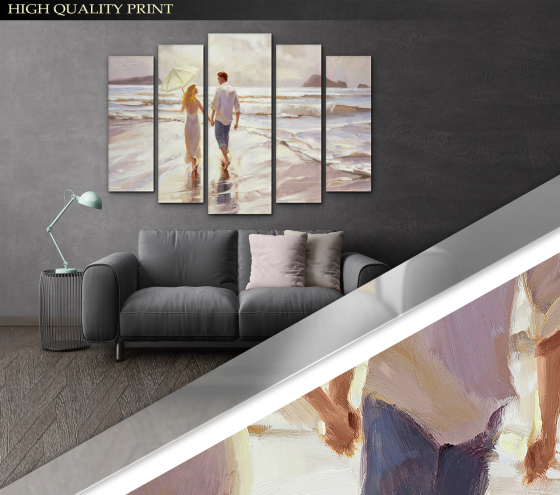 Модульна картина у вітальню / спальню Закохана пара біля моря Art-241_5 ( 80х118см ) Київ