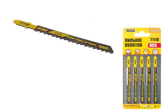 Полотно пиляльне для лобзика MASTERTOOL T111D 5 шт дерево/пластик швидке пряме різання 6TPI/100 мм basic 14-2817 Рівне