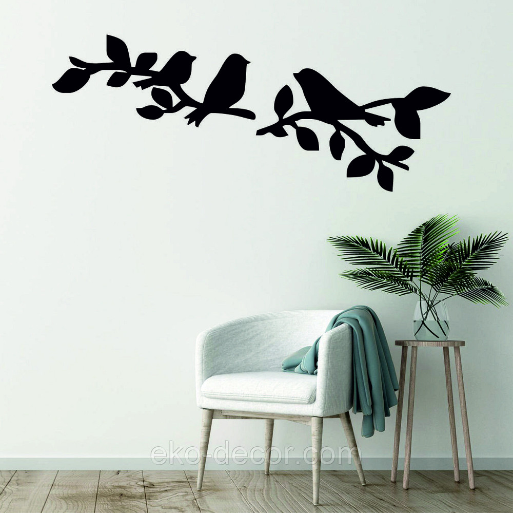 Декоративне настінне Панно  «Птахи» , Декор на стіну 90*35 см, Чорний Київ - фото 1