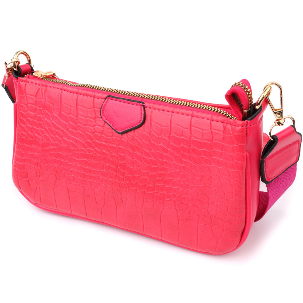 Жіночий зручний подвійний клатч із екошкіри Vintage sale_15136 Рожевий Київ - фото 4