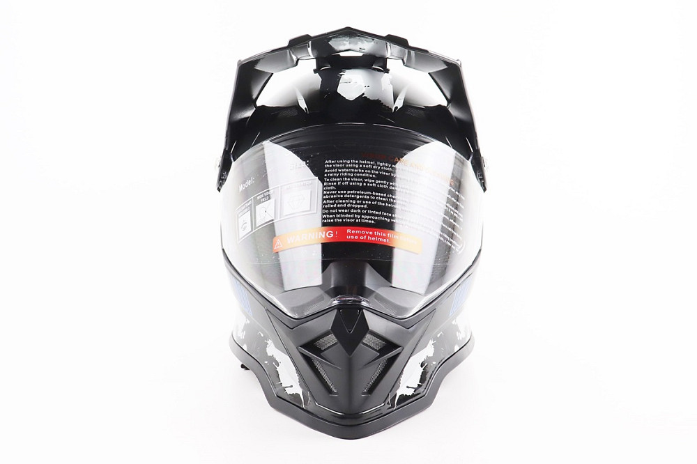 Шолом кросовий/ендуро/АТV зі склом BLD-819-7 М (57-58см), ЧОРНИЙ/СІРО-СИНІЙ Киев - изображение 4