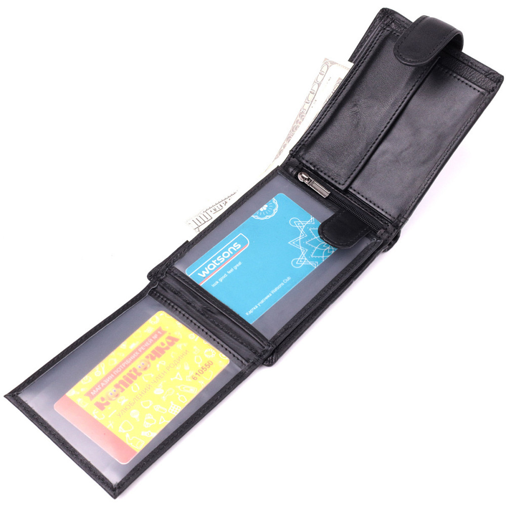 Місткий чоловічий гаманець з натуральної шкіри Vintage sale_15102 Чорний Київ - фото 7