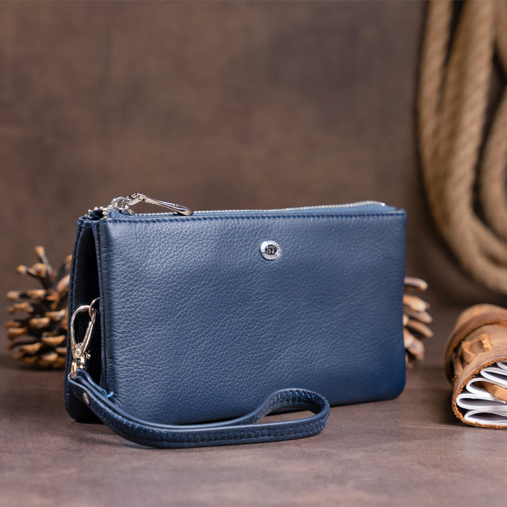 Місткий клатч на два відділення жіночий Синій (ST Leather) Київ - фото 2