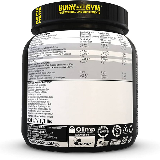 BCAA 4:1:1 Xplode (фруктовий пунш) 500 g Луцьк - фото 2